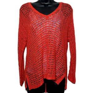 Coral Crochet Knit Long Sleeve Top with tank Small PP Nic & Zoe 2 in 1